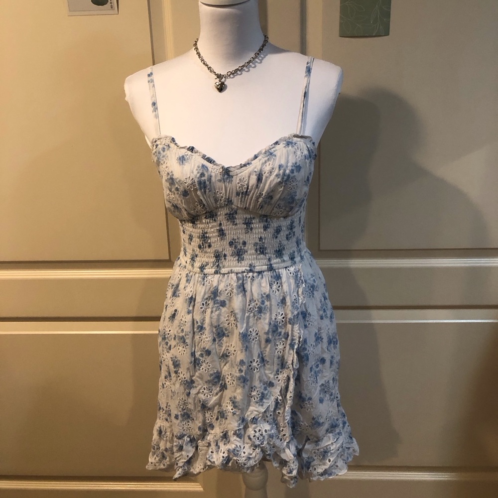 Hollister Blue and White Floral Mini Dress